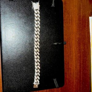 10K White Gold Vermeil Lab Diamond Cuban Bracelet